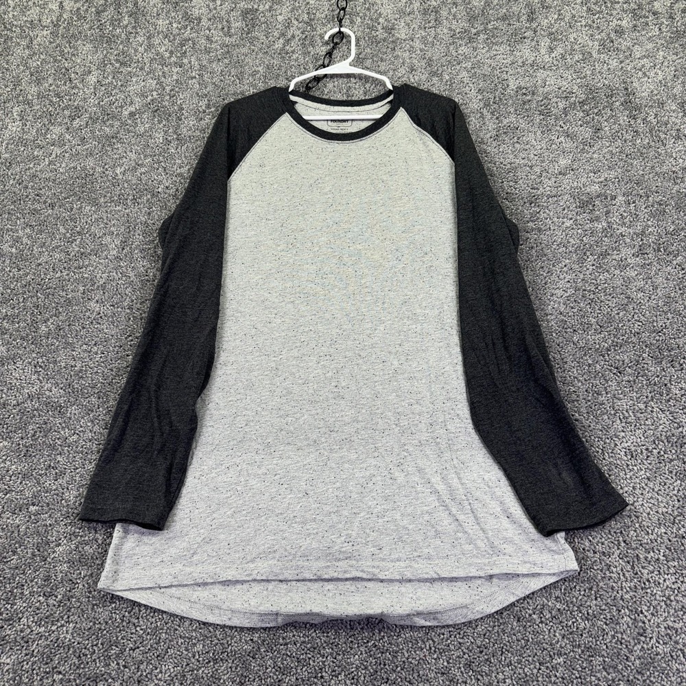 The Foundry Supply Co Shirt Mens LT Gray Black Long Sleeve Raglan Tee Tagless